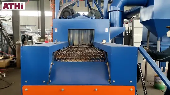 Industrielle Strahl-Oberflächenreinigungsmaschine mit Drahtgeflechtband